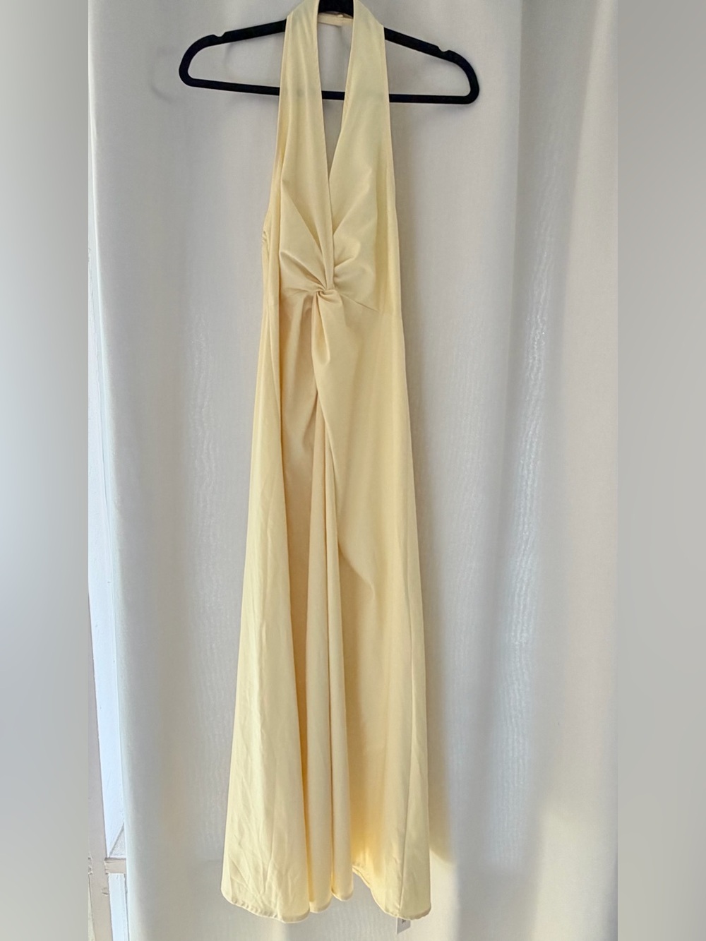 COMMENSE Yellow Halter Neck Twisted Waist Maxi Dress 💛